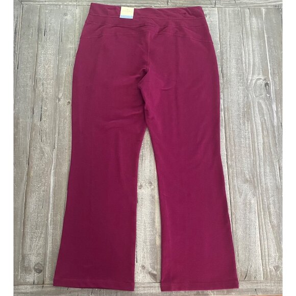 St. John's Bay Active Pants Women's Large Rose Wine French Terry Straight Leg - Picture 2 of 7